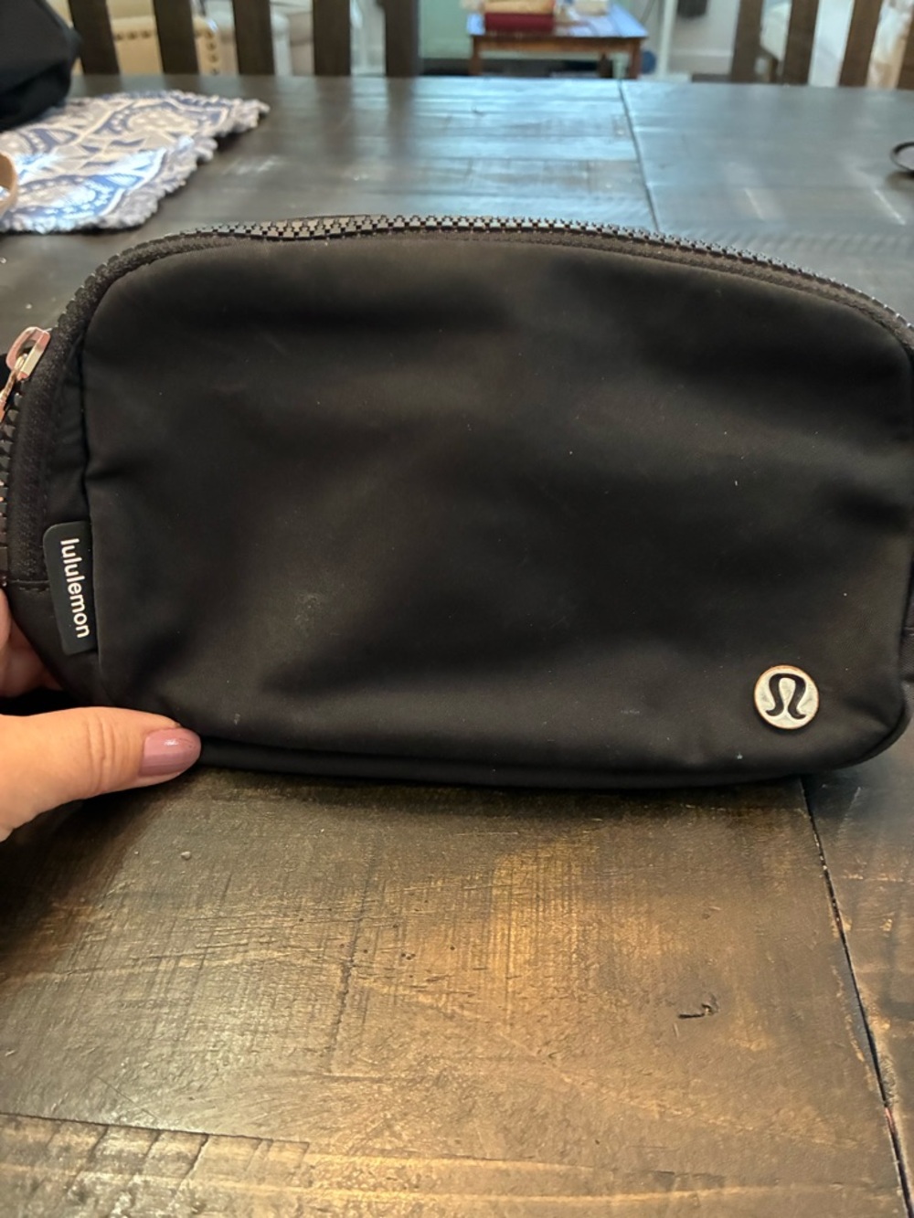 lululemon athletica Black Toiletry Pouch with Silver Logo